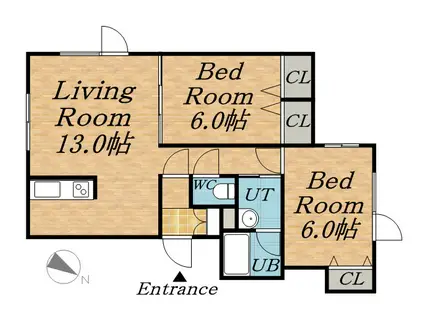 ヴィール(2LDK/3階)の間取り写真