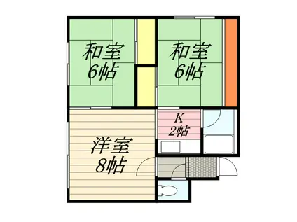 ハイツ平野一(2LDK/2階)の間取り写真