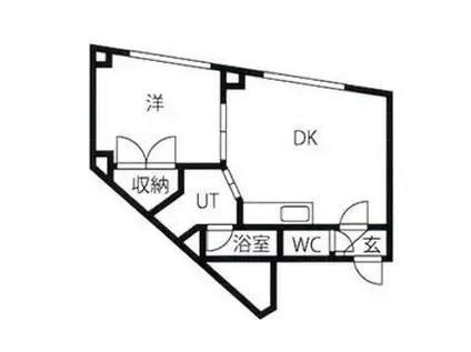 テラスハウス月寒(1DK/2階)の間取り写真