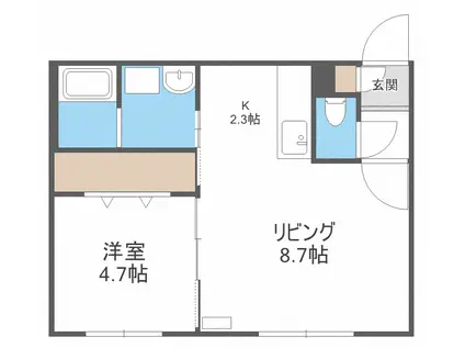 グランデール新札幌Ⅰ(1LDK/4階)の間取り写真