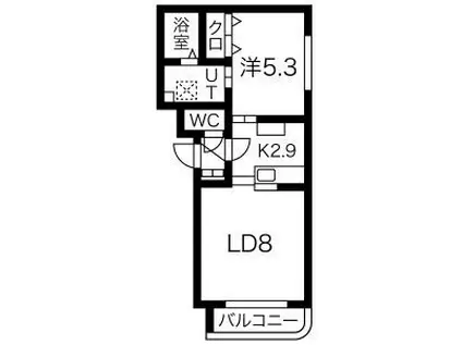 グランメール美園1-5(1LDK/3階)の間取り写真