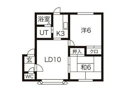 プロムナード菊水元町D(2LDK/1階)の間取り写真