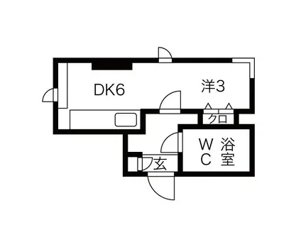 ミオソーニョ(1DK/1階)の間取り写真