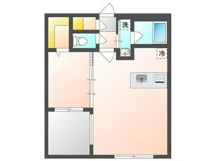 カレラ学園前(1LDK/1階)の間取り写真