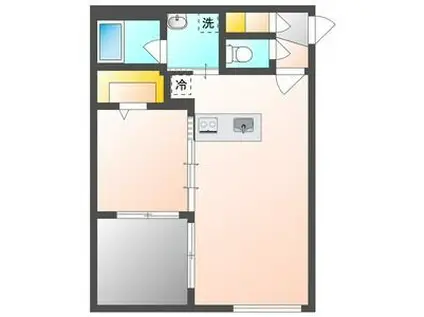 カレラ学園前(1LDK/1階)の間取り写真