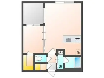 カレラ学園前(1LDK/1階)の間取り写真