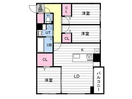 CARRERA平岸2ND(3LDK/3階)の間取り写真