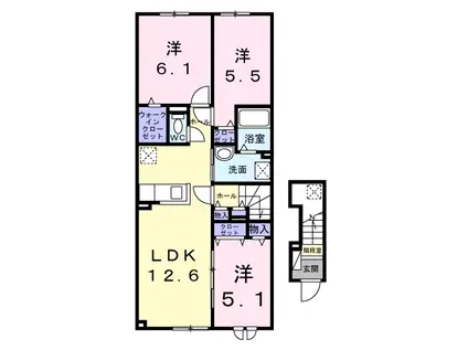 函館本線 高砂駅(北海道) 徒歩21分 2階建 築1年(3LDK/2階)の間取り写真