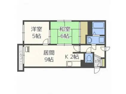 ジョイパレスA(2LDK/1階)の間取り写真