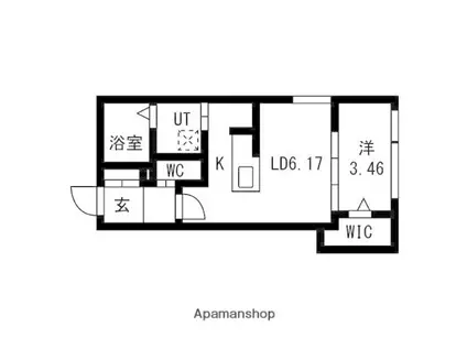 URBAN FLATS 中の島(1LDK/2階)の間取り写真
