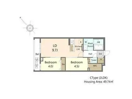 SーRESIDENCE東札幌BLING(2LDK/2階)の間取り写真