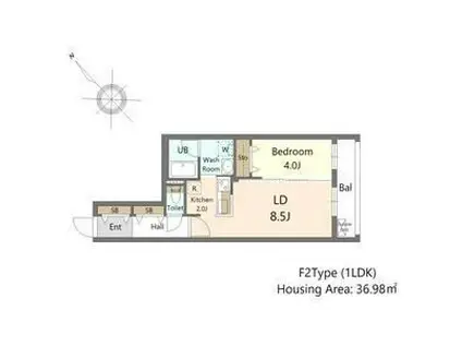 SーRESIDENCE東札幌BLING(1LDK/4階)の間取り写真