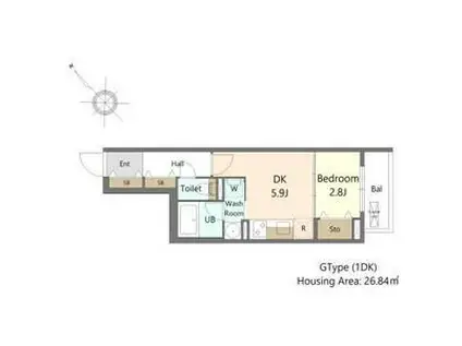 SーRESIDENCE東札幌BLING(1DK/4階)の間取り写真