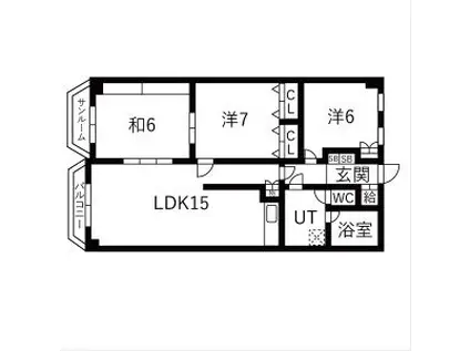 カトレアハイツ札幌(3LDK/5階)の間取り写真
