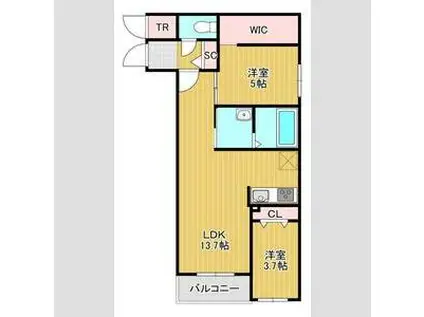 パインハート本通16(2LDK/4階)の間取り写真