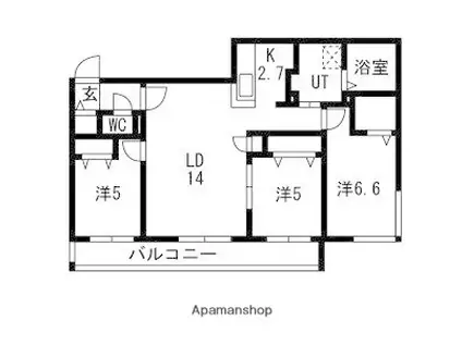 本郷通1丁目北マンション(3LDK/3階)の間取り写真