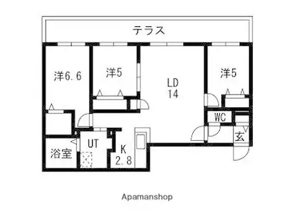本郷通1丁目北マンション(3LDK/1階)の間取り写真