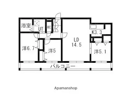 本郷通1丁目北マンション(3LDK/4階)の間取り写真