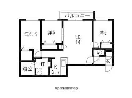 本郷通1丁目北マンション(3LDK/2階)の間取り写真