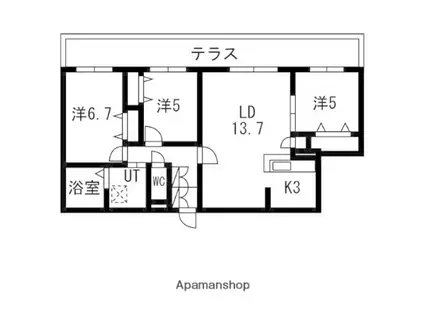 本郷通1丁目北マンション(3LDK/1階)の間取り写真