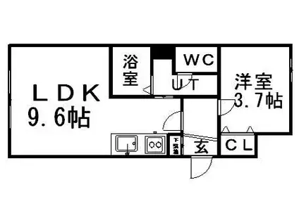 エスパス5・5(1DK/3階)の間取り写真