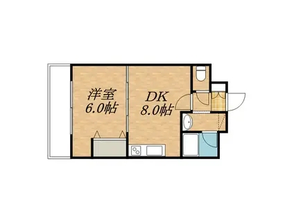 クリスタルコート(1DK/4階)の間取り写真