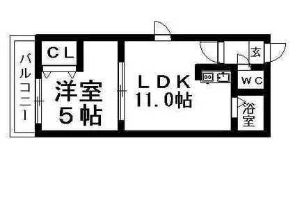 パークヒルズ東札幌(1LDK/11階)の間取り写真