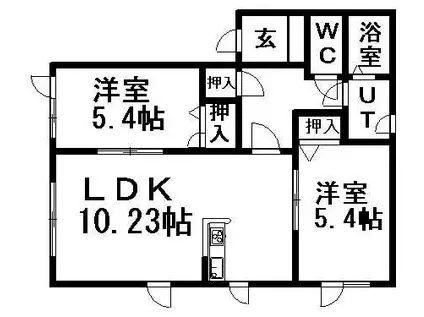 ディアス13-Ⅰ(2LDK/2階)の間取り写真
