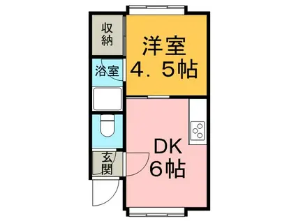 スワンハイツ(1DK/2階)の間取り写真