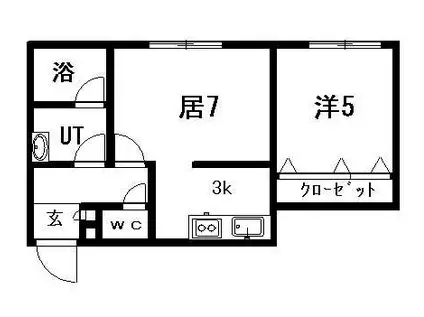 ノースタウン月寒(1LDK/4階)の間取り写真