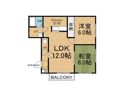 シャテロ・リラ(2LDK/4階)の間取り写真