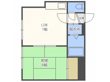 グランドール角屋Ⅱ(1DK/3階)の間取り写真