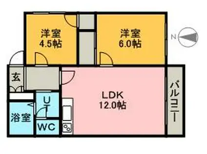 なんばビル(3LDK/2階)の間取り写真