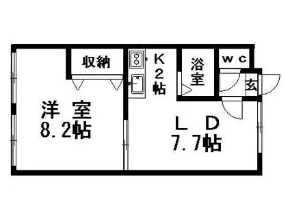 美園2-4ビル(1LDK/3階)の間取り写真