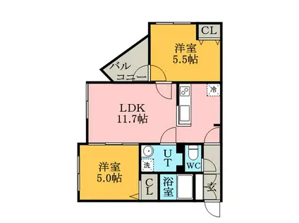 アメニティ・A1(2LDK/4階)の間取り写真
