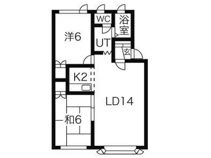 サジタリアマンション(2LDK/2階)の間取り写真