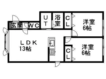ルミエールサガノ(2LDK/2階)の間取り写真