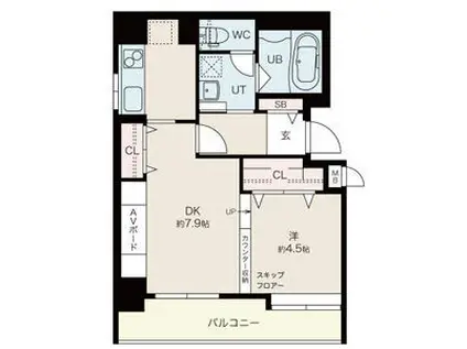 ピュア東彩館(1LDK/4階)の間取り写真