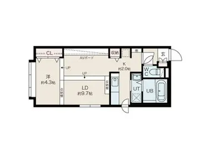 セカンドインパクト(1LDK/3階)の間取り写真