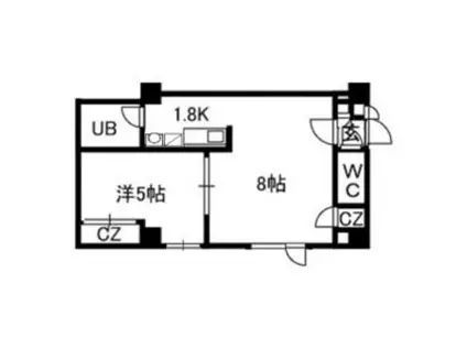 アフロート菊水(1LDK/2階)の間取り写真