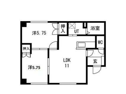ヴァンヴェール南郷丘(2LDK/3階)の間取り写真