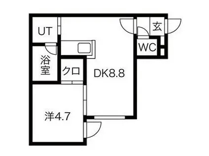 アムール大通東(1DK/4階)の間取り写真
