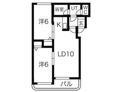 ハイデンス菊水(2LDK/1階)の間取り写真