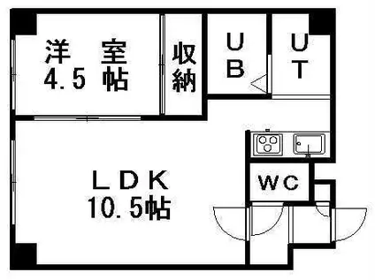 フォレスト中の島(1LDK/3階)の間取り写真
