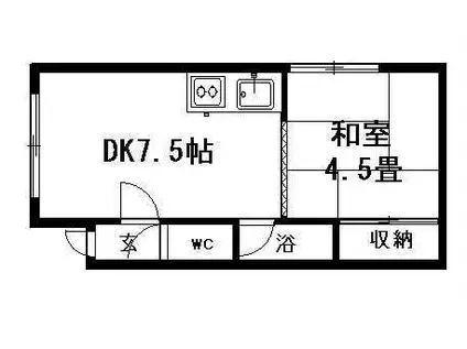 コーポグリーンピジョン(1DK/3階)の間取り写真