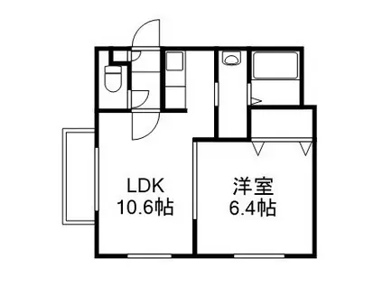 NFPガーデン月寒西(1LDK/1階)の間取り写真