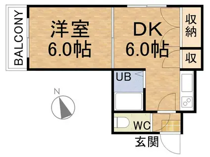 ヴェルテ月寒(1DK/3階)の間取り写真
