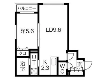 ルーヴェ月寒中央通(1LDK/1階)の間取り写真