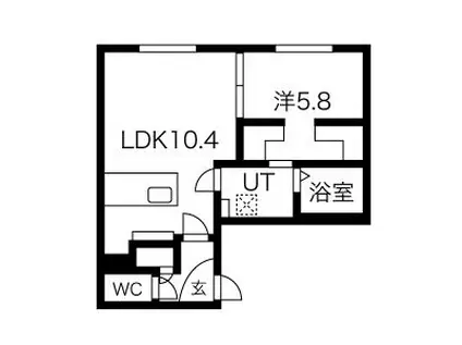 カレラ月寒 セカンド(1LDK/5階)の間取り写真