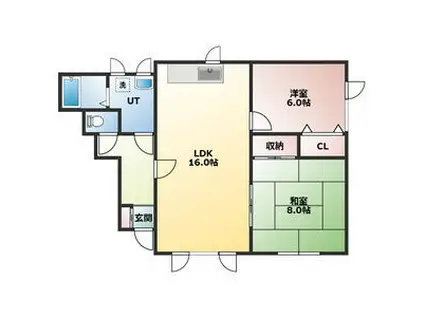 ラルジュキムラ(2LDK/1階)の間取り写真